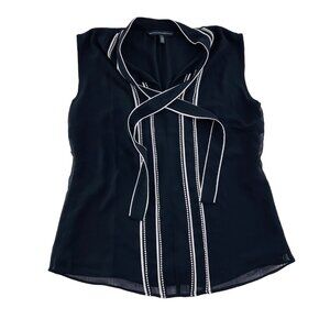 White House Black Market Sleeveless Blouse With Tie Neck Size 6 Career